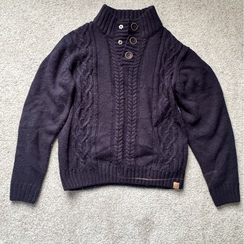 Weatherproof Vintage - Navy Cable Knit Sweater - Small